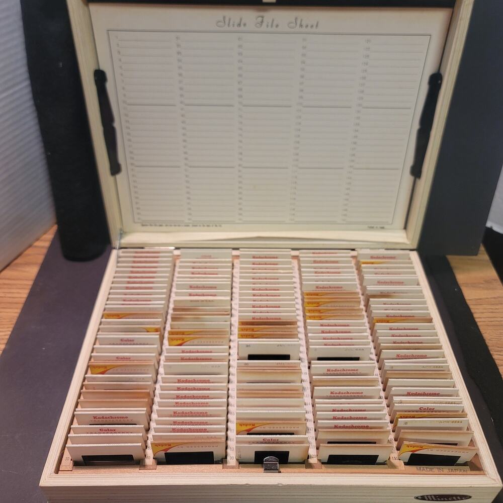 Vintage African American 60s 35MM slides wood display case photo slide VACATION